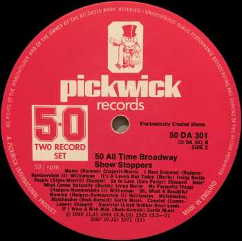 2LP Various: 50 All Time Broadway Showstoppers (2xLP)