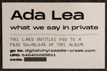 LP Ada Lea: What We Say In Private LTD | CLR