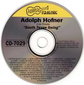 CD Adolph Hofner: South Texas Swing