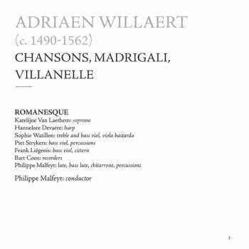 CD Adrian Willaert: Chanson, Madrigali, Villanelle