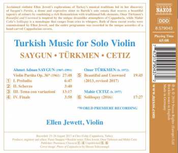 CD Ahmed Adnan Saygun: Turkish Music For Solo Violin
