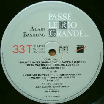 LP Alain Bashung: Passé Le Rio Grande...