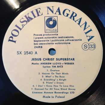 LP Alan Caddy Orchestra & Singers: Jesus Christ Superstar Rock Opera (fragments)