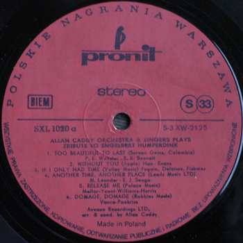 LP Alan Caddy Orchestra & Singers: Tribute To Engelbert Humperdinck