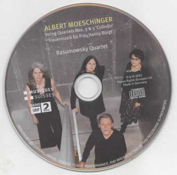 CD Albert Moeschinger: String Quartet Nos. 3 & 5 'Colloqui' - Trauermusik Für Frau Hanny Bürgi