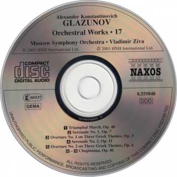 CD Alexander Glazunov: Chopiniana, Overtures On Greek Themes