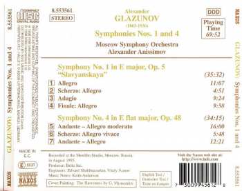 CD Alexander Glazunov: Symphonies Nos. 1 "Slavyanskaya" And 4