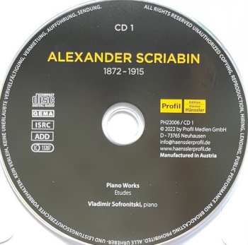 12CD/Doos Alexander Scriabine: 150th Anniversary / Piano Works