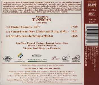 CD Alexandre Tansman: Clarinet Concerto • Concertino • Six Movements For Strings