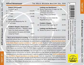 CD Alfred Reisenauer: The Welt Mignon Mystery Vol. XXII