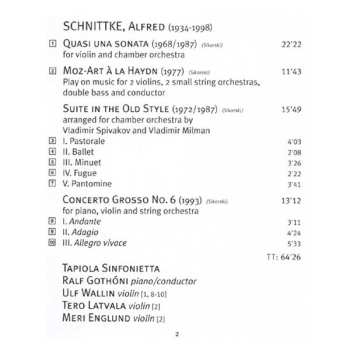 CD Alfred Schnittke: Quasi Una Sonata / Suite In The Old Style / Moz-Art À La Haydn / Concerto Grosso No.6