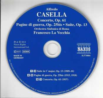 CD Alfredo Casella: Concerto For Orchestra, Op.61 • War Pages • Suite