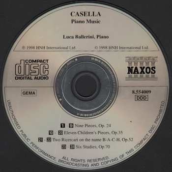 CD Alfredo Casella: Piano Music