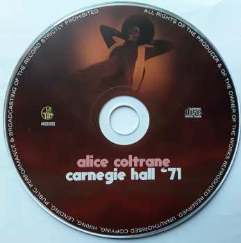 CD Alice Coltrane: Carnegie Hall '71
