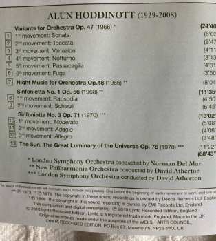 CD The London Symphony Orchestra: Variants, Op. 47 ; Night Music, Op. 48 ; Sinfonietta No. 1, Op. 56 ; Sinfonietta No. 3, Op. 71 ; The Sun, Op. 76