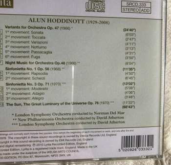 CD The London Symphony Orchestra: Variants, Op. 47 ; Night Music, Op. 48 ; Sinfonietta No. 1, Op. 56 ; Sinfonietta No. 3, Op. 71 ; The Sun, Op. 76