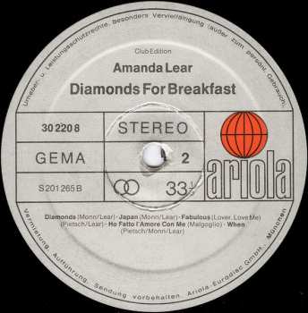 LP Amanda Lear: Diamonds For Breakfast
