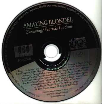 CD Amazing Blondel: Evensong / Fantasia Lindum
