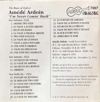 CD Amédé Ardoin: The Roots Of Zydeco - I'm Never Comin' Back
