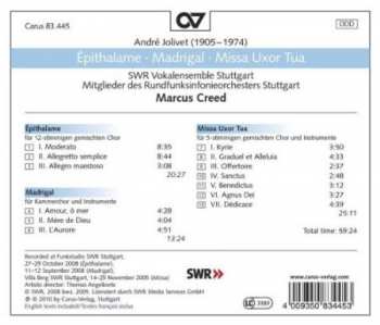 CD André Jolivet: Epithalame . Madrigal . Missa Uxor Tua