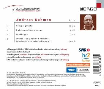 CD Andreas Dohmen: Tempo Giusto / Kuhlmannkommentar / Frottages / Musik Für Gerhard Richter