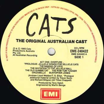 2LP Andrew Lloyd Webber: Cats (Australian Cast Recording)