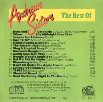 CD The Andrews Sisters: The Best Of Andrews Sisters