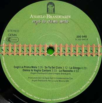 LP Angelo Branduardi: Cogli La Prima Mela