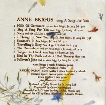 CD Anne Briggs: Sing A Song For You