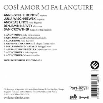 CD Anne-Sophie Honoré: Così Amor Mi Fa Languire