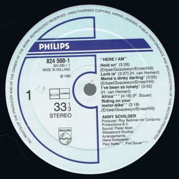 LP Anny Schilder: Here I Am