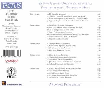 CD Anonima Frottolisti: Di Corte In Corte - Umanesimo In Musica (From Court To Court - Humanism In Music)