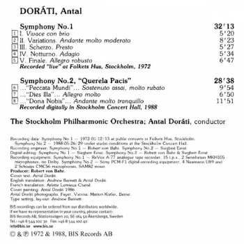 CD Antal Dorati: Symphony No. 1 / Symphony No. 2 "Querela Pacis"
