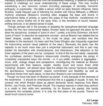 2CD Anthony Braxton: Knitting Factory (Piano/Quartet) 1994, Vol. 1