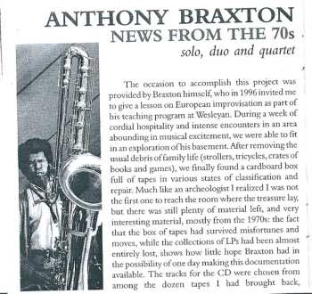 CD Anthony Braxton: News From The 70s (Solo, Duo And Quartet)
