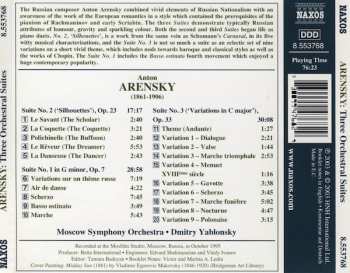 CD Anton Stepanovich Arensky: Three Suites (Basso Ostinato • Silhouettes • Variations)
