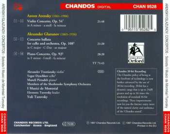 CD Alexander Glazunov: Violin Concerto / Concerto Ballata For Cello And Orchestra; Piano Concerto No. 1