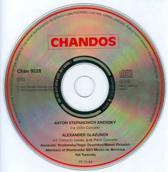 CD Alexander Glazunov: Violin Concerto / Concerto Ballata For Cello And Orchestra; Piano Concerto No. 1