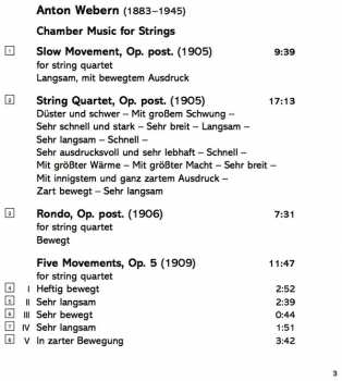 CD Anton Webern: Chamber Music for Strings