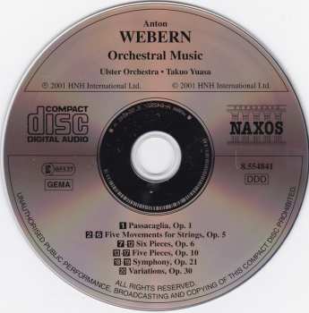 CD Anton Webern: Passacaglia / Symphony / Five Pieces