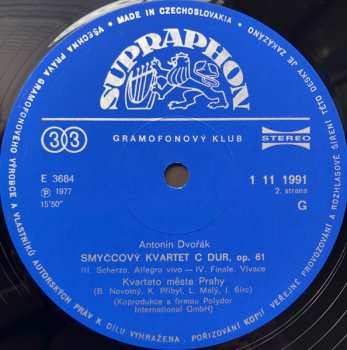 3LP/Doos Antonín Dvořák: Smyčcové Kvartety