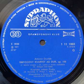 3LP/Doos Antonín Dvořák: Smyčcové Kvartety