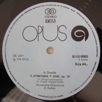 LP Antonín Dvořák: Symphony No 5 In F Major