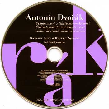 CD Antonín Dvořák: Symphonie Nº 9 En Mi Mineur, "Du Nouveau Monde" · Sérénade Pour Dix Instruments À Vent, Violoncelle Et Contrebasse En Ré Mineur