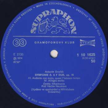 8LP/Doos Antonín Dvořák: Symfonie 1~9 (8xLP+ BOOKLET+BOX)