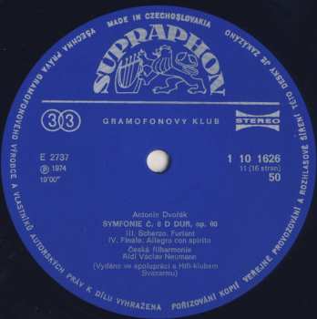8LP/Doos Antonín Dvořák: Symfonie 1~9 (8xLP+ BOOKLET+BOX)