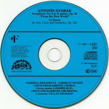 CD Antonín Dvořák: Symphony No. 9 "From The New World" / Te Deum