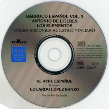 CD Carlos Mena: Barroco Espanol Vol.4 - Los Elementos