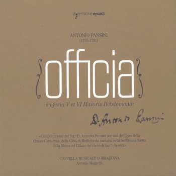 Album Antonio Pansini: Officia In Fera V Et VI Maioris Hebdomadae