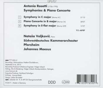 CD Antonio Rosetti: Piano Concerto; Two Symphonies